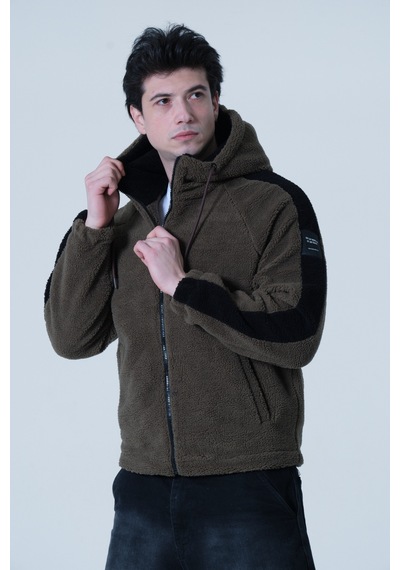 Pique Erkek Mont Erkek Oversize Peluş Mont Haki