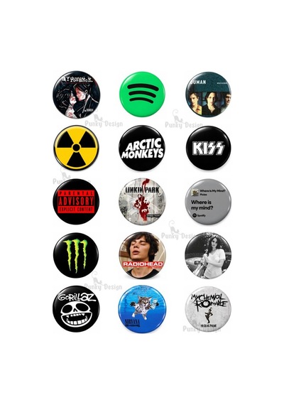 15 Li Rock Müzik Rozet Seti Duman Arctic Monkeys Linkin Park Radiohead Çanta Rozeti Yaka İğnesi Çok Renkli