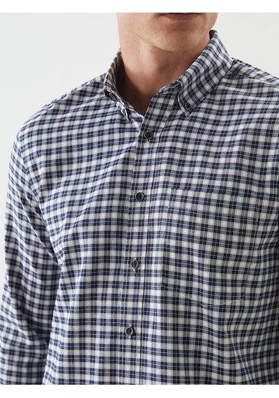 Lcwaıkıkı Classic Lacivert Regular Fit Uzun Kollu Ekose Oxford Erkek Gömlek