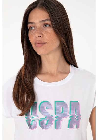 U.S. Polo Assn. Kadın Beyaz Bisiklet Yaka Tişört 50299764-VR013