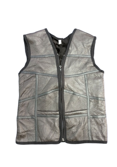 Ln Leather Özel Üretim Patchwork -süet Gerçek Deri Çocuk Yelek 2-3 Yaş Kahve