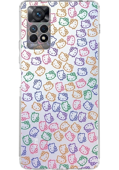 Xiaomi Redmi Note 11 Uyumlu Kamera Korumalı Kapak Hello Kitty Tasarımlı Şeffaf Kılıf Şeffaf