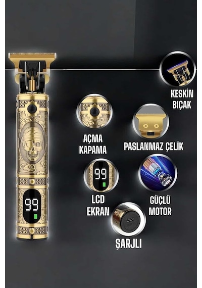 Tıraş Makinesi Çizik Tıraş Paslanmaz Çelik Uzun Ömürlü Şarjlı - Lisinya