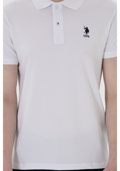 U.S. Polo Assn. Erkek Slim Fit Polo Yaka Beyaz Basic Tişört 50298011-VR013