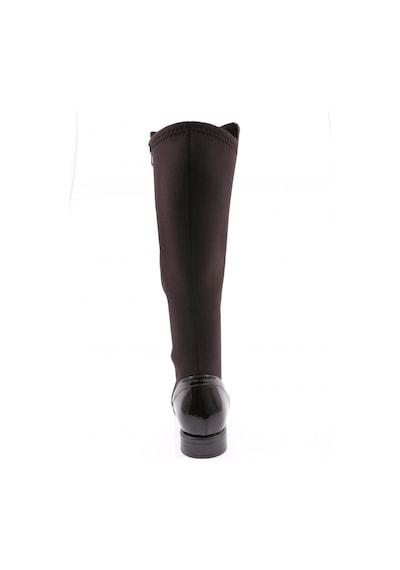 Dgn 501 Kadın Arkası Stretch Yanı Fermuarlı Knee High Flats Çizme 501-1557-R1645 Siyah Rugan