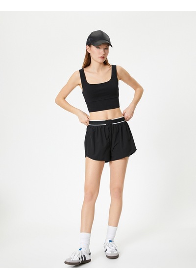 Koton Spor Yarım Atlet Kare Yaka Siyah 4sak30168nk Siyah