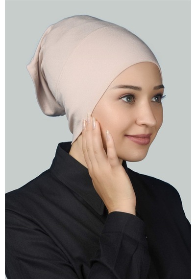 Altobeh Hazır Pratik Geçmeli Uzun Boru Tesettür Bonesi - Bej