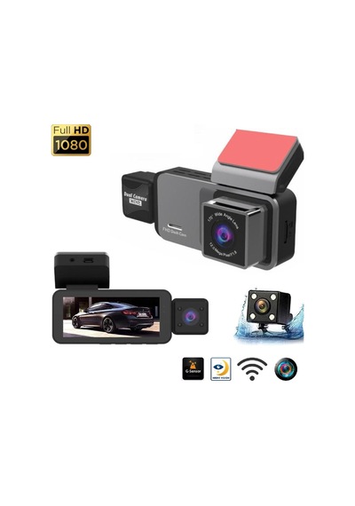 Es-80 3.39" Dvr Araç İçi Kamerası Lcd Ekranlı Gece Görüşlü 3 Kameralı G-sensör 1080p