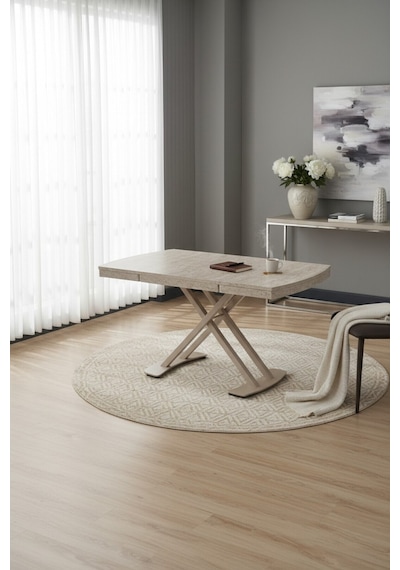 Venoxa Premium 80x120 / 80x180 Ölçülü Mdf Masa Tek Masadır Traverten/bej Traverten/bej