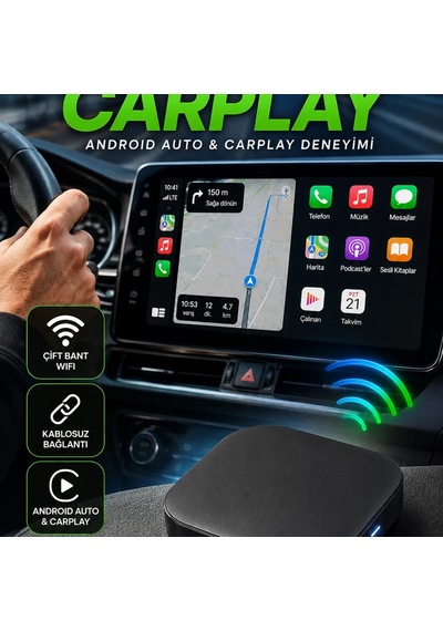 Kablosuz Android Auto Adaptörü Çift Bant Wifi Bluetooth 5.0 Bağlantı Cihazı