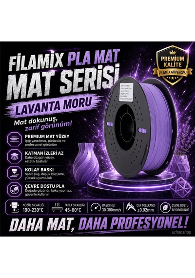 Filamix Pla Mat Lavanta Moru Filament 1.75mm 1kg Mat Yüzey