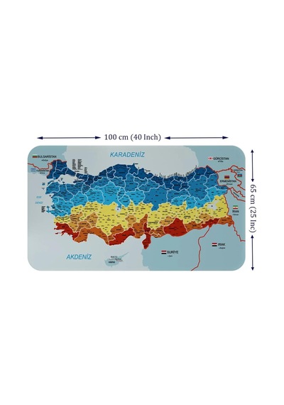 Eğitici - Öğretici Dünya Ve Türkiye Haritası Çocuk Odası Duvar Sticker-60x105-3891 Renkli