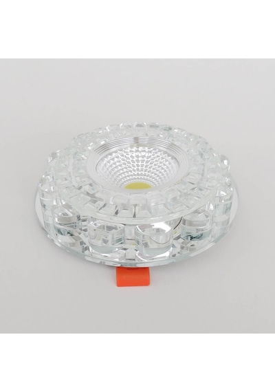 Silver Kristal Cam Sıva Altı Spot Cob Led Armatür Beyaz Işıklı Silver
