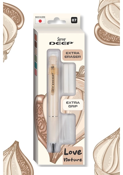 Serve Deep Versatil Kalem 07mm- Toprak Tonları - Yedekli Set Grip Ve Silgi Çok Renkli
