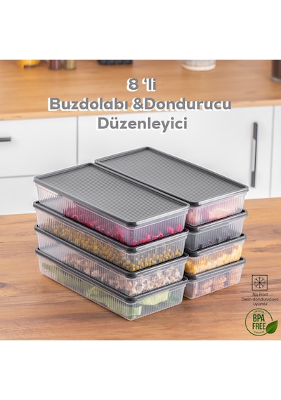Porsima 1101 Dikdörtgen No-Frost Derin Dondurucu Saklama Kabı 8'li