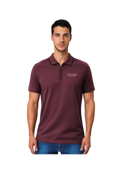 Arma Ar-ma Erkek Polo Yaka Tişört Baskisiz Basic Yaka Fermuarli Örme Kumaş Regular Fit %100 Pamuk 30/1 Çift Toplama Penye Pike Y31374356602 Bordo-b1