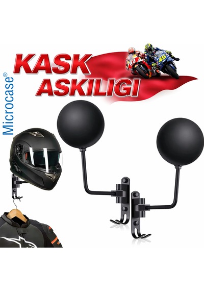Microcase Motorcular İçin Duvara Monte Metal Elbise Ve Kask Askılığı Al5711 Siyah