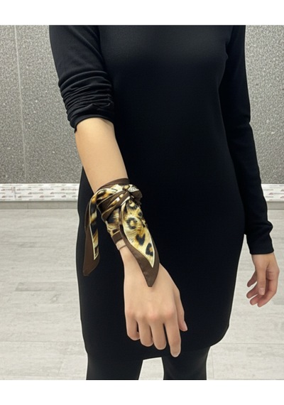 Tarzını Seç Leopar Şeritli Fular Bandana Estascarf 7,5x100cm