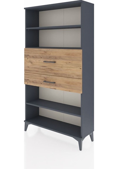 Arges Dolap 3 Raflı 2 Çekmeceli 88x30x163 Antrasit-çam Antrasit