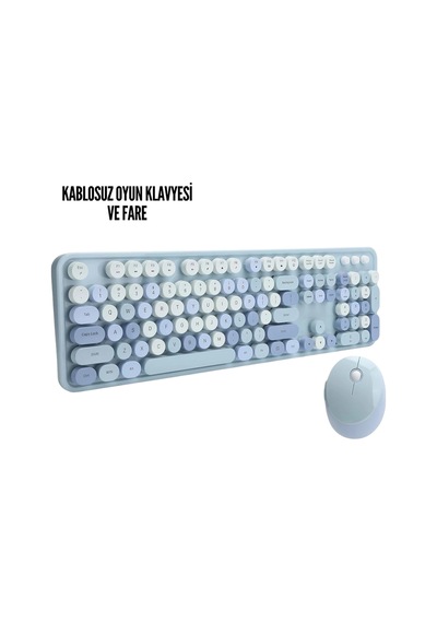 Kablosuz Klavye Mouse Seti Mavi Najmaddin