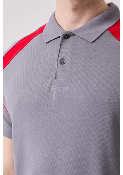 Vancelya Polo Yaka T-shirt Nefes Alabilir, Şık Ve Rahat, Günlük Ve İş Kullanımı İçin Erkek Tişört Gri-kırmızı