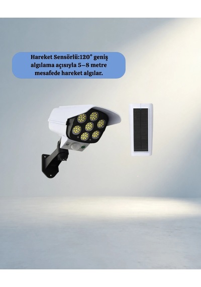 Solar Led Lamba Kamera Görünümlü 6 Adet Bahçe Renkli