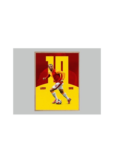 Leroy Sane Poster Tek Parça Doğal Ahşap Çerçeveli Tablo Çok Renkli - 818960448 Çok Renkli