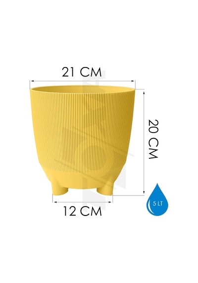 Tr Luna Saksı Çizgili Dekoratif Ayaklı 2 Adet, Karışık 2, 5 Litre Genel