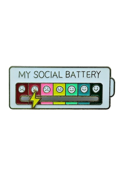 My Social Battery Metal Broş Mizahi Ruh Hali Rozeti,  Düzeyi Pin Aksesuar Beyaz