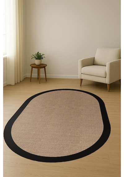 Modern Desenli Oval Dijital Baskı Kaymaz Taban Halı H0364 Renkli