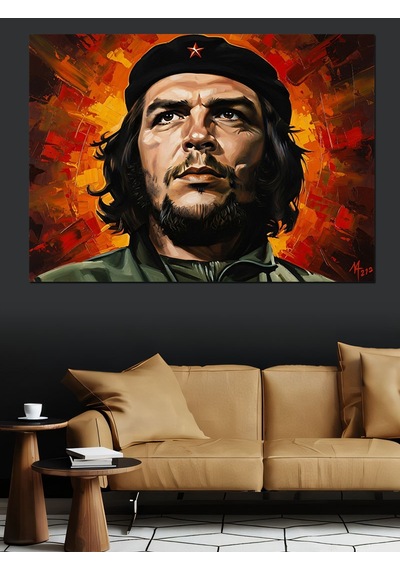 Portre Sanatı Che Guevara İllüstrasyonu Dekoratif Kanvas - Mdf Ahşap Tablo
