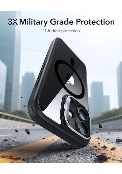 Esr Apple Uyumlu iPhone 17 Classic Hybrid Magsafe Standlı Kılıf - Kamera Kontrol Buton - Şeffaf Siyah Çok Renkli
