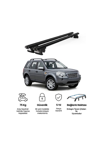 Venüs Land Rover Freelander 2006-2015 Uyumlu Siyah Ara Atkı Port Bagaj Tavan Barı