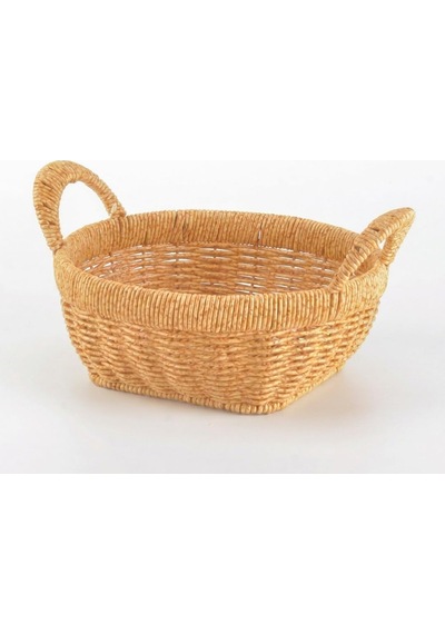 El Yapımı Doğal Hasır Sepet - Örgü Kulplu Yuvarlak Çok Amaçlı Düzenleyici Ve Sunumluk 22.5 X 9.5 Cm Genel