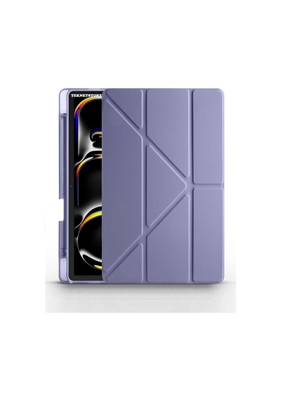 Apple Uyumlu iPad Pro 11 Inç 2024 M4 Kılıf Kalem Şarj Bölmeli Stadlı Uyku Modlu Arkası Silikon Akıllı Case Kılıf