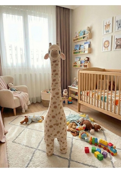 Zürafa Peluş Oyuncak Oyun Arkadaşım Yastık 100 Cm Kahverengi