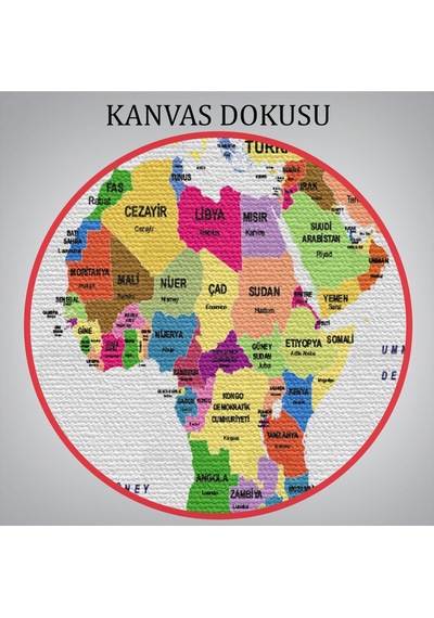 Es10 YB HG Türkçe Dünya Haritası Dekoratif Kanvas Tablo Ülke ve Başkentli 1512 (95 x 165)