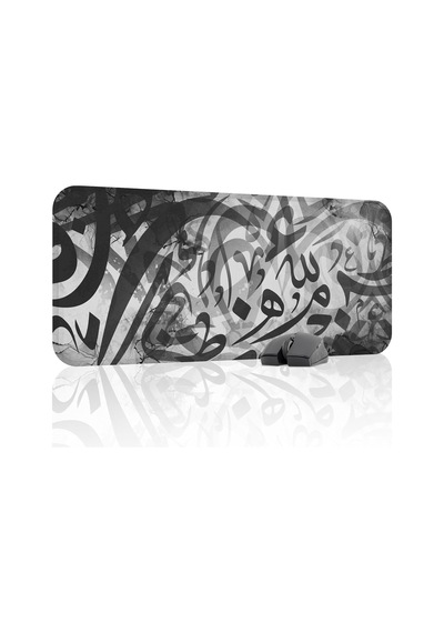 Kaligrafi Dikişli Kenar Oyuncu Gaming Mouse Pad Kauçuk Kaymaz Taban Mousepad Siyah, 70x30 Xl