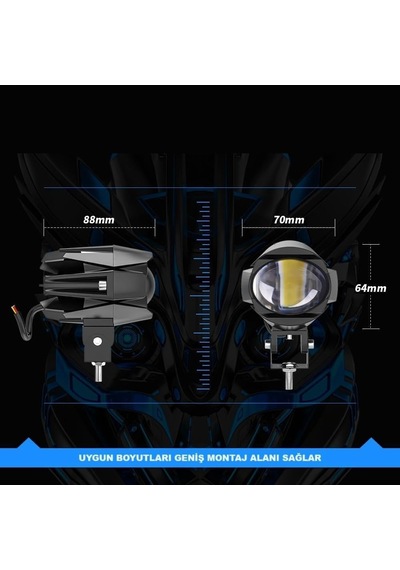 Astraled Motosiklet Lazer Sis Farı, Atv Utv Scooter Offroad Uyumlu, Beyaz-sarı Çift Renk, 12-24 Volt, 1 Adet