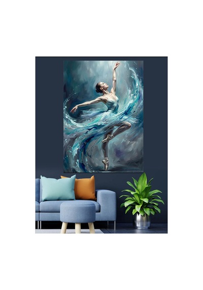 Su İçinde Dans Eden Balerin Yağlı Boya Dokulu Kanvas Tablo Canvas Tablosu