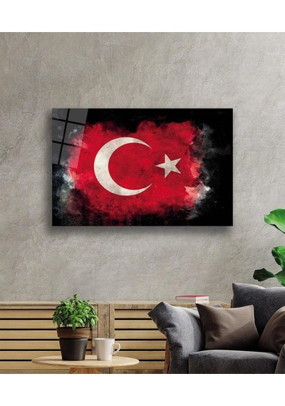 Siyah Fonlu Türk Bayrağı Ay Yıldız Cam Siyah Fon Black Background Turkish Flag Crescent And Star Gla