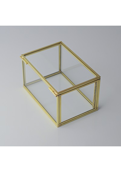 Cam Kutu Pirinç & Gold 15x10x8cm