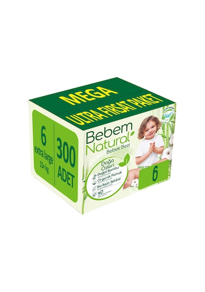Bebem Natural Bebek Bezi 6 Numara XL 300 Adet 5'li