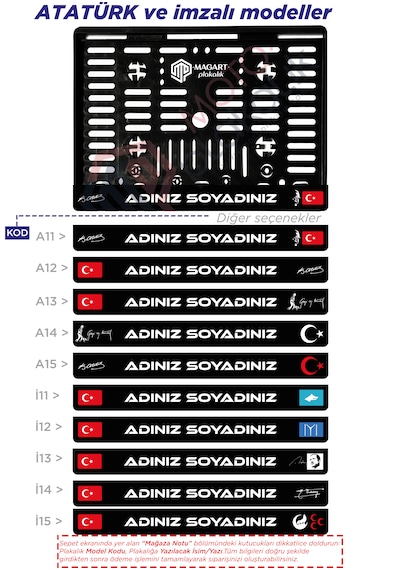 Plakamatik Kişiye Özel İsimli 1 Adet Motosiklet Logo Uv Kabartmalı Siyah Takmatik Motor Plakalık