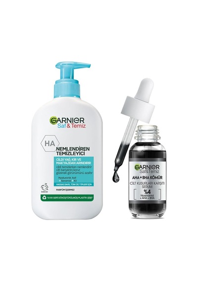 Aha+bha Cilt Kusurları Karşıtı Serum%4 Niasinamid + Peelıng Etkili Aha+bha 30ml & Saf & Temiz Nemlendiren Temizleyici 250ml Cilt Bakım Seti
