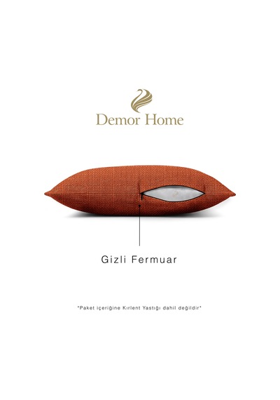 Br Demor Home Keten Dokulu Tarçın Rengi Kırlent Yastık Kılıfı