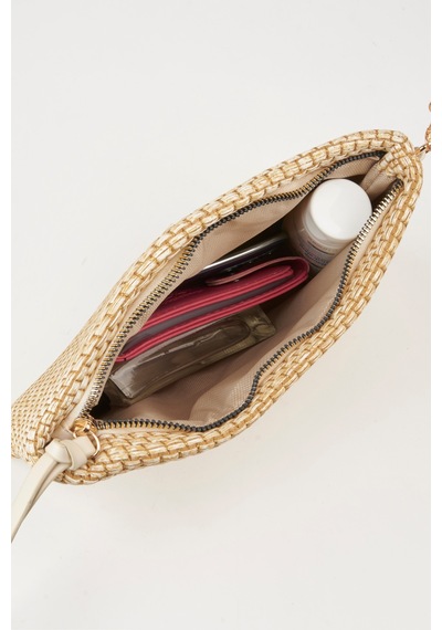 Vivaq Kadın Bellis Hasır Vizon Astarlı Suni Deri Bilek Askılı Portföy El Ve Clutch Çanta VİZON