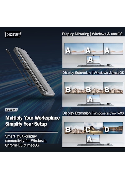 Digitus Usb-c 8k Docking Station, 12 Port Hdmı, Dp, Rj45, Usb,
