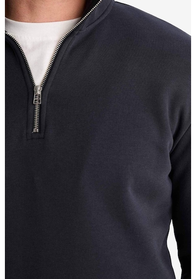 Defacto Regular Fit Dik Yaka Yarım Fermuarlı İçi Yumuşak Tüylü Basic Düz Sweatshirt X7405az25aunv91 Lacivert