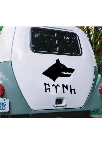 Kurt Ve Göktürkçe Türk Sticker - Araba Oto Motosiklet Karavan Cam Sticker - 00261 10X9 Cm